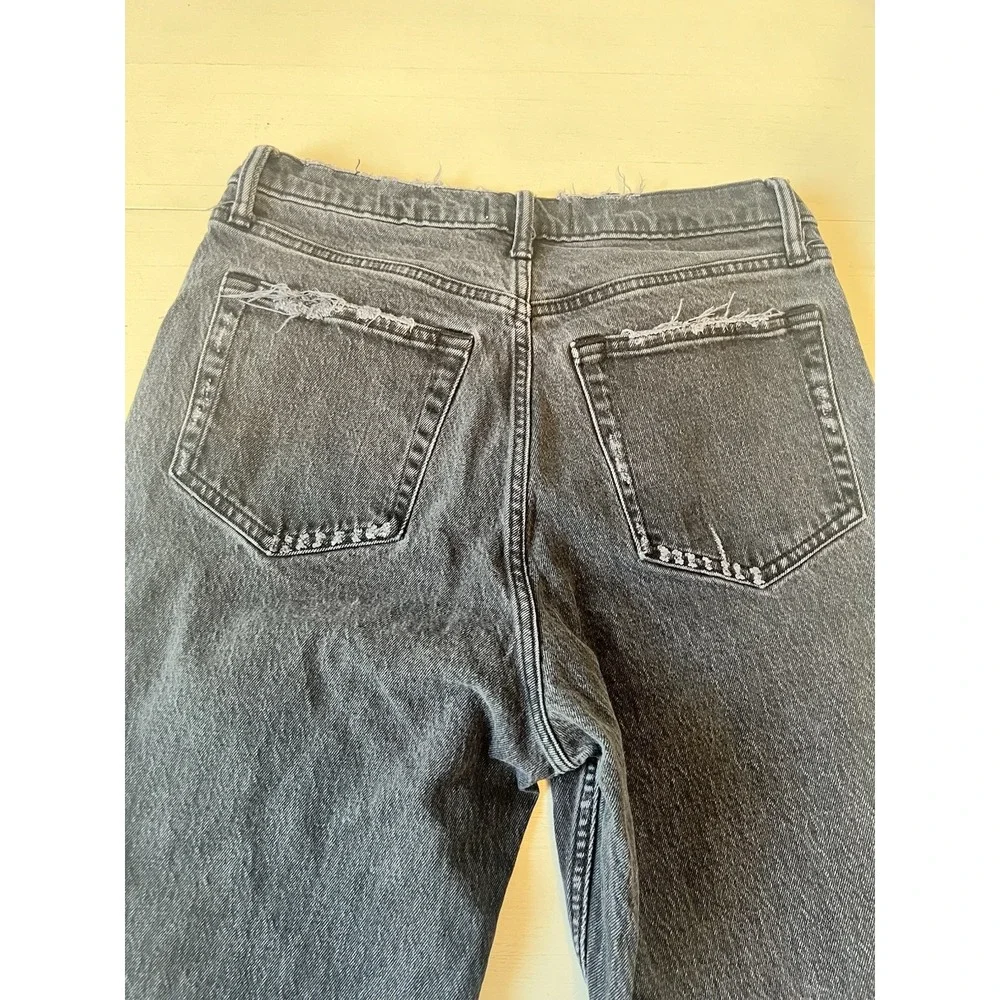 Abercrombie & Fitch Womans 30/10R The Dad High Rise Black Distressed Denim Jeans